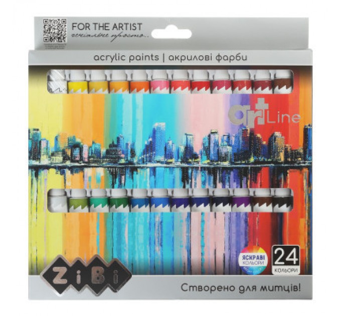 Акрилові фарби ZiBi ART Line -2 24 кольорів х 12 мл (ZB.6664)