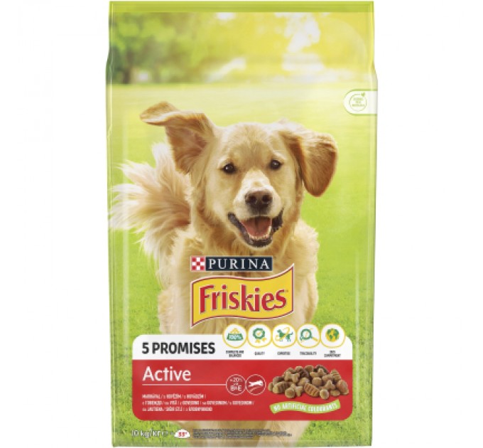 Сухий корм для собак Purina Friskies Active з яловичиною 10 кг (7613031395484)