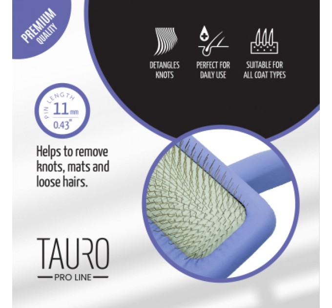 Гребінець для тварин Tauro Pro Line прямокутний S, зубці 11 мм purple (TPLB63544)