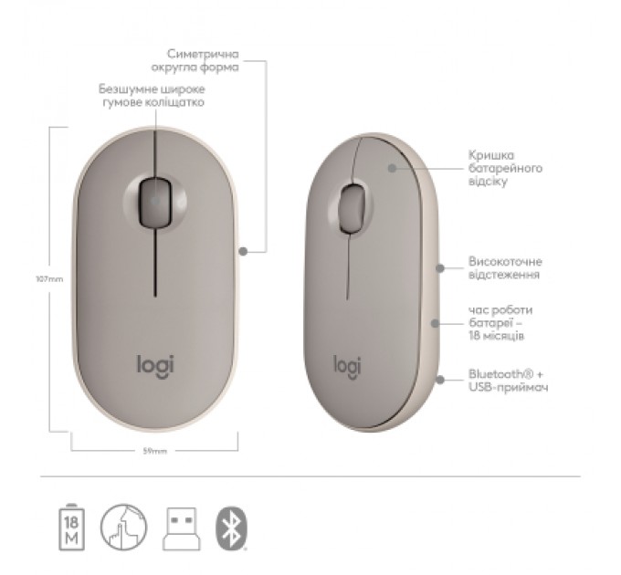 Мишка Logitech M350 Wireless Sand (910-006751)
