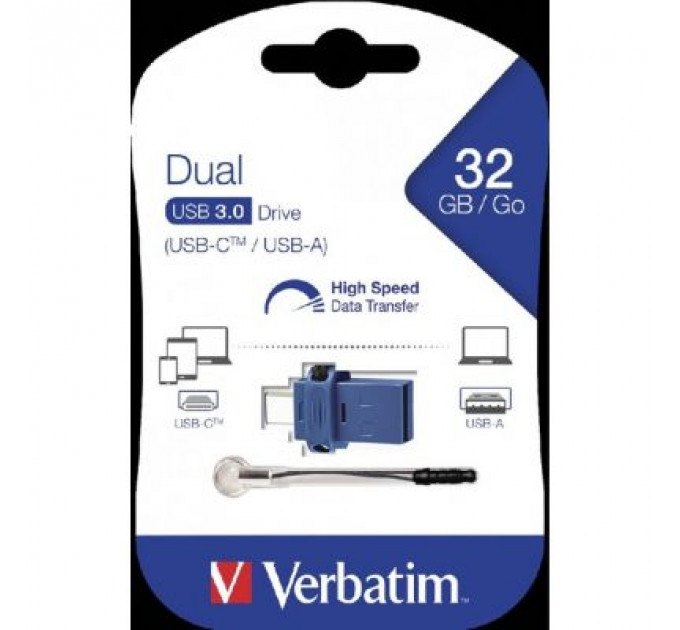 USB флеш накопичувач Verbatim 32GB Dual USB Drive USB 3.0/Type-C (49966)