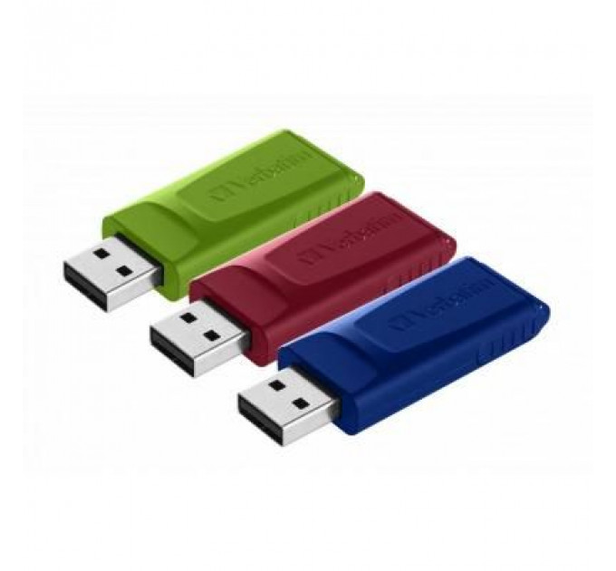 USB флеш накопичувач Verbatim 3x16GB Slider Red/Blue/Green USB 2.0 (49326)