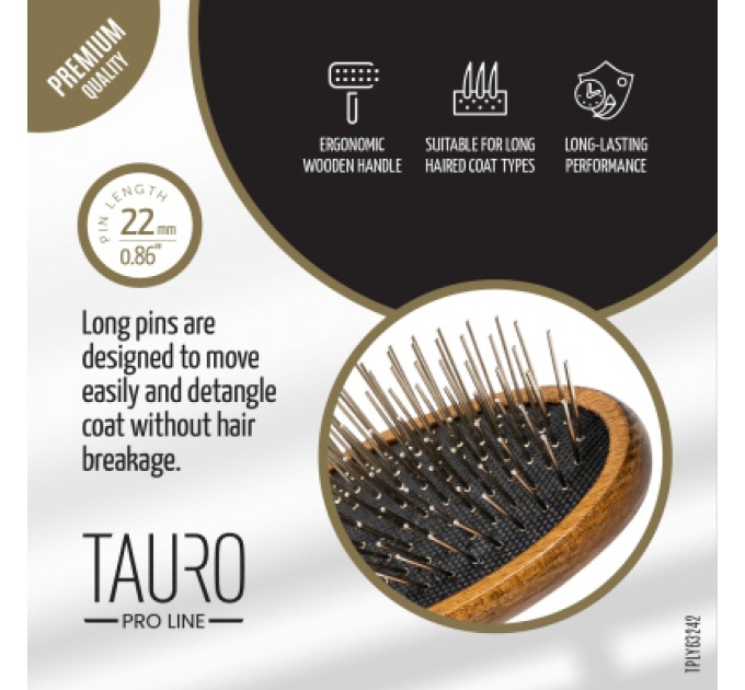 Гребінець для тварин Tauro Pro Line для собак з довгою шерстю 22.5х6.5х1 см (TPLY63242)