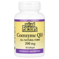 Антиоксидант Natural Factors Коензим Q10, 200 мг, Coenzyme Q10, 30 гелевих капсул (NFS-20721)