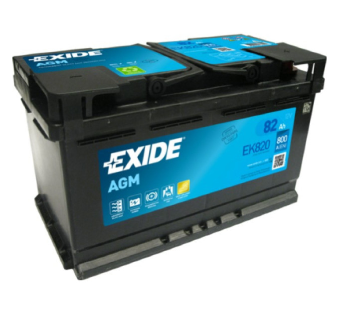 EXIDE Акумулятор автомобільний EXIDE START-STOP AGM 82Ah Ев (-/+) (800EN) (EK820)