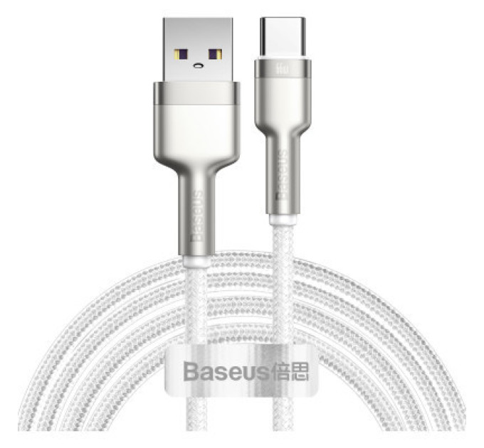 Baseus Дата кабель USB 3.1 AM to USB-C 2.0m 6.0A 66W Cafule Series Metal White Baseus (CAKF000202)