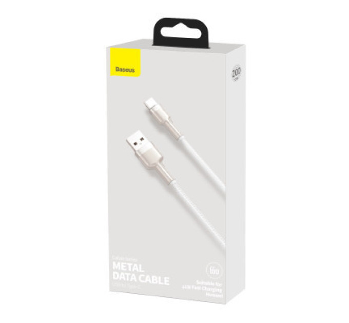 Baseus Дата кабель USB 3.1 AM to USB-C 2.0m 6.0A 66W Cafule Series Metal White Baseus (CAKF000202)