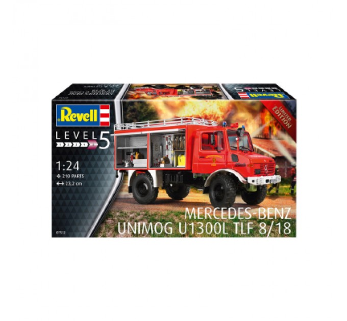 Збірна модель Revell Пожежна машина Unimog U1300L TLF 8/18 рівень 5 масштаб 1:24 (RVL-07512)