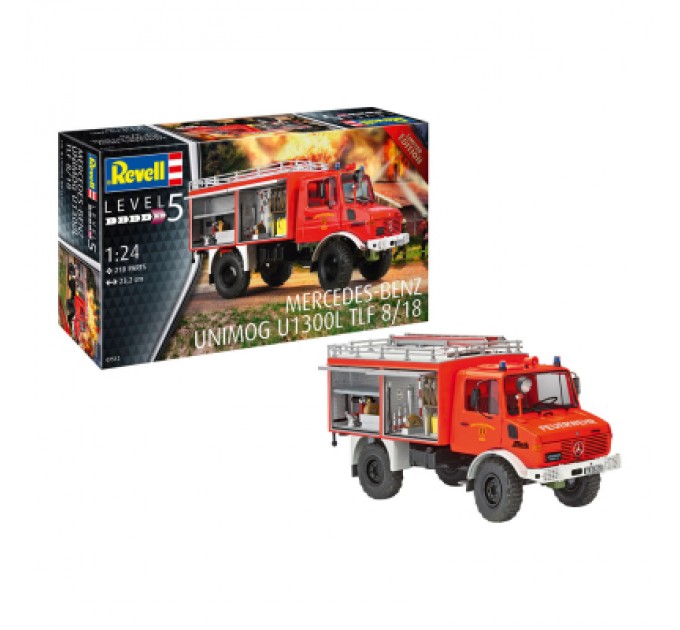 Збірна модель Revell Пожежна машина Unimog U1300L TLF 8/18 рівень 5 масштаб 1:24 (RVL-07512)