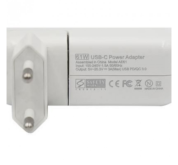 Блок живлення до ноутбуку PowerPlant APPLE 220V, 20V 61W (USB Type-C) (AP61HCUSB)