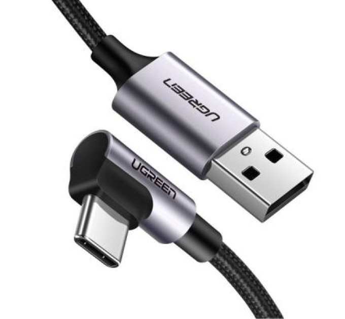 Ugreen Дата кабель USB 2.0 AM to USB-C 1.0m US284 Angled Alum. Braid Black Ugreen (50941)