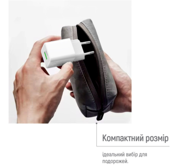 ColorWay Зарядний пристрій ColorWay C101A GaN Mini 20W PD PPS USB-C + USB-A QC4.0 + cable USB-C to USB-C black (CW-CHS062PDC-WT)