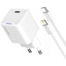 ColorWay Зарядний пристрій ColorWay C101D GaN Mini 20W PD PPS USB-C + cable USB-C to Lightning white (CW-CHS059PDL-WT)
