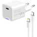 ColorWay Зарядний пристрій ColorWay C101D GaN Mini 20W PD PPS USB-C + cable USB-C to Lightning white (CW-CHS059PDL-WT)