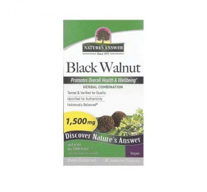 Трави Nature's Answer Чорний горіх, 1500 мг, Black Walnut, 90 вегетаріанських капсул (NTA-16017)