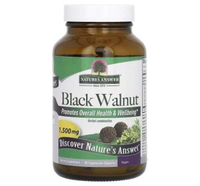 Трави Nature's Answer Чорний горіх, 1500 мг, Black Walnut, 90 вегетаріанських капсул (NTA-16017)