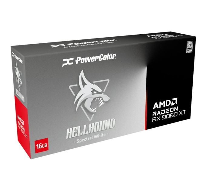 PowerColor Відеокарта AMD Radeon RX 9060 XT 16GB GDDR6 Hellhound Spectral White PowerColor (RX9060XT 16G-L/OC/WHITE)