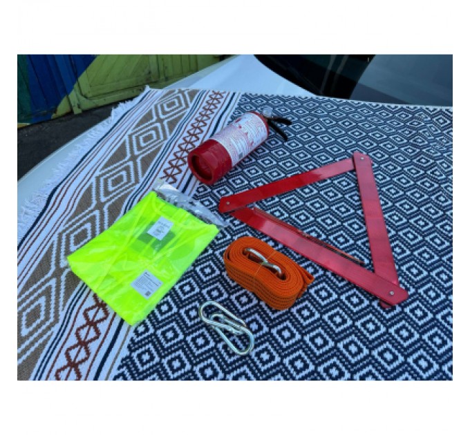 Набір техдопомоги Poputchik з вогнегасником ВП-1 "Аварійний" (ВП-1+Знак+Трос+Жилет) (33-018-IS)