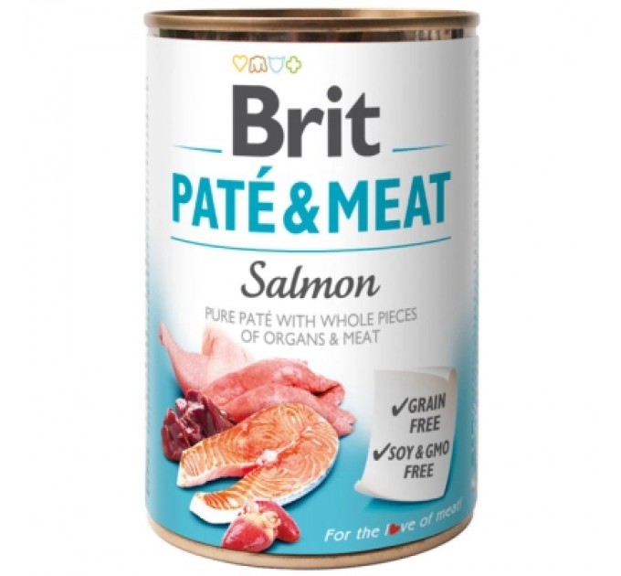 Вологий корм для собак Brit Care Pate and Meat для дорослих собак з лососем (8595602557462)
