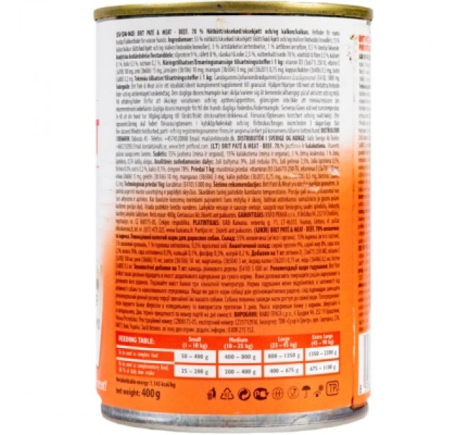 Вологий корм для собак Brit Care Pate and Meat з яловичиною (8595602557400)
