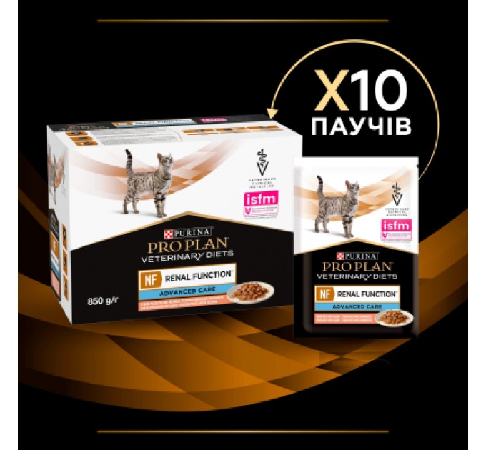 Вологий корм для кішок Purina Pro Plan Veterinary Diets NF Renal Function Advanced Care При патології нирок З лососем 10 x 85 г (7613287873699)