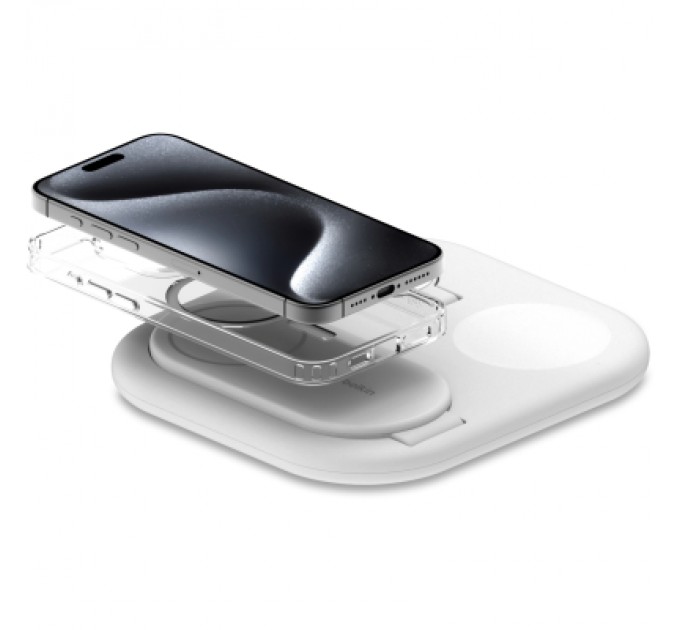 Зарядний пристрій Belkin 3in1 Magnetic Foldable iPhone/Watch/AirPods Qi2 15W white (WIZ029VFWH)
