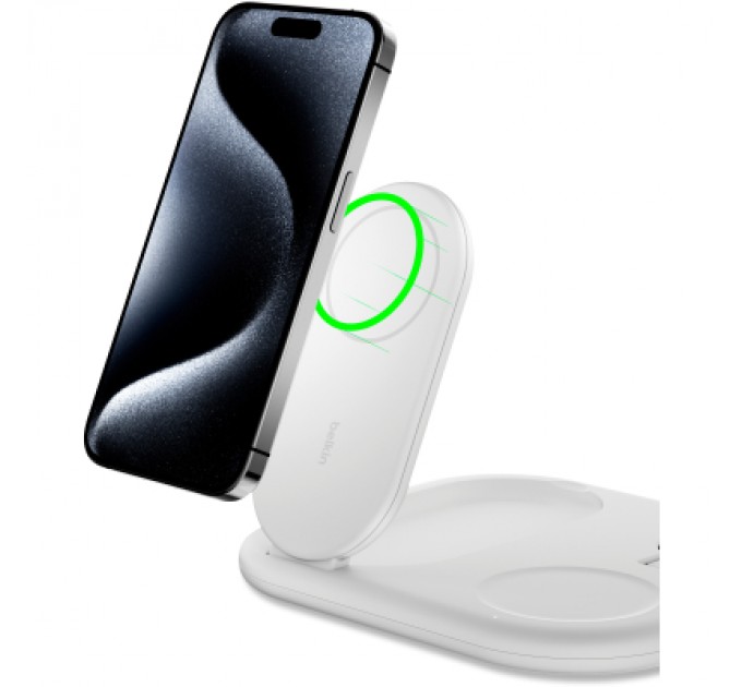 Зарядний пристрій Belkin 3in1 Magnetic Foldable iPhone/Watch/AirPods Qi2 15W white (WIZ029VFWH)