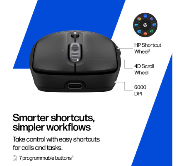 HP Мишка HP 700 Rechargeable Wireless/Bluetooth Black (AZ7B0AA)