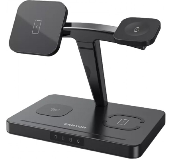 Зарядний пристрій Canyon wireless charger WS-404 15W 4in1 Black (CNS-WCS404)
