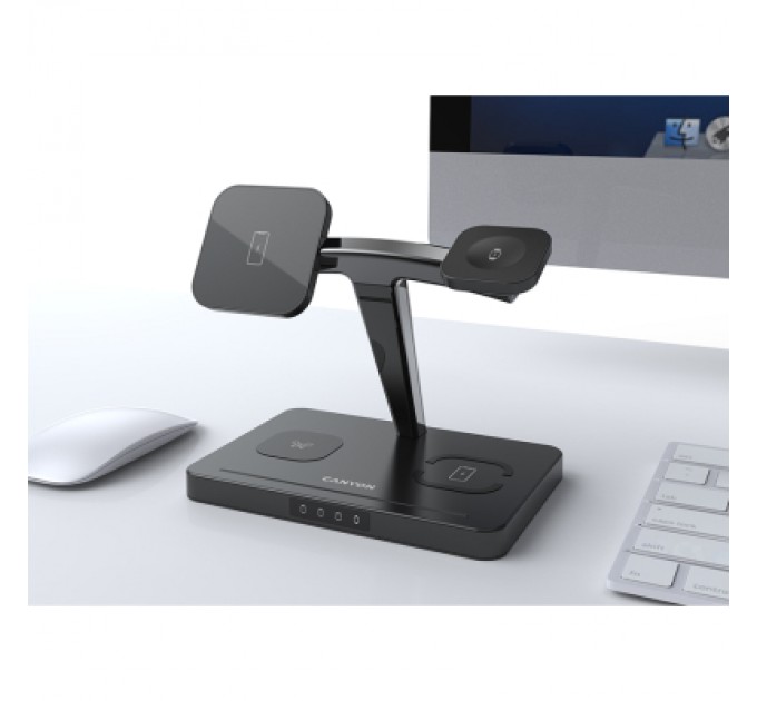 Зарядний пристрій Canyon wireless charger WS-404 15W 4in1 Black (CNS-WCS404)