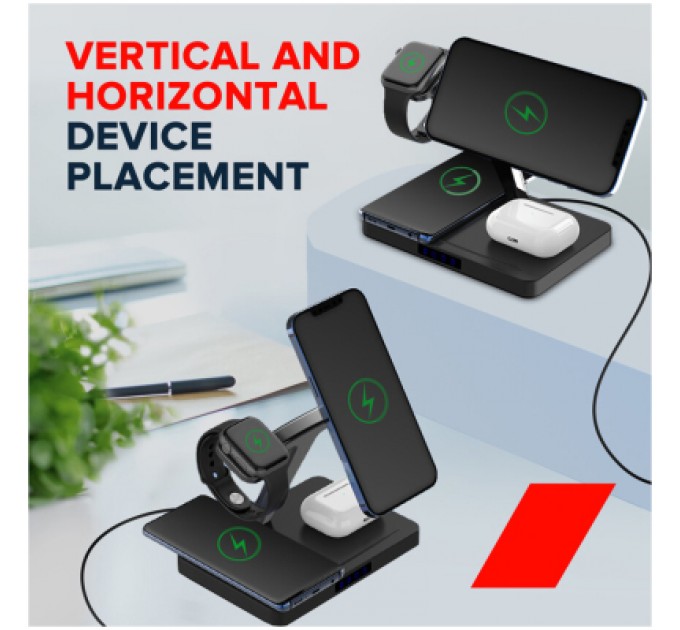 Зарядний пристрій Canyon wireless charger WS-404 15W 4in1 Black (CNS-WCS404)