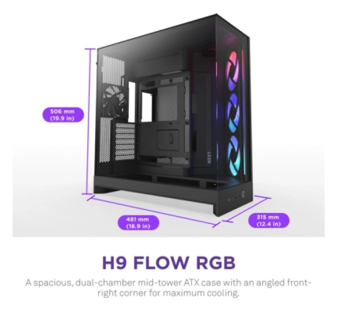 NZXT Корпус NZXT H9 Flow RGB Dual-Chamber All Black (CM-H92FB-R1)