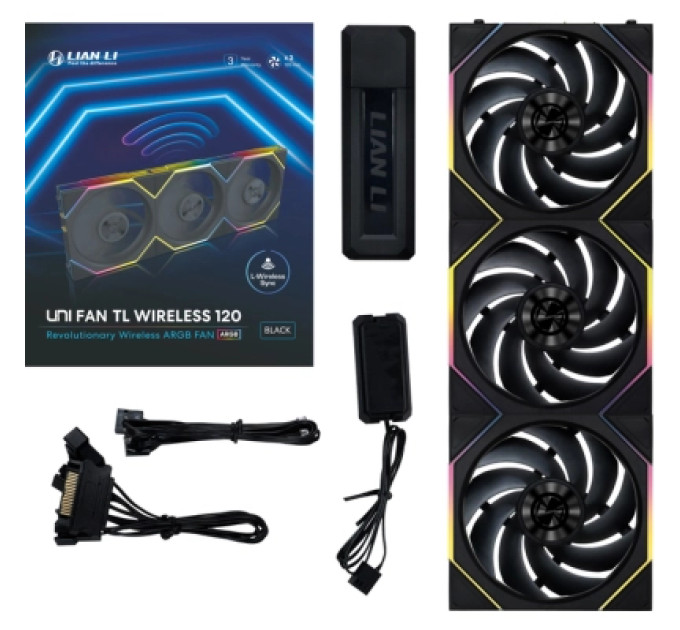 Lian Li Кулер до корпусу Lian Li Uni Fan TL WIRELESS 120-3, Black (G99.12TL1W3B.00)