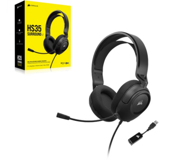 Навушники Corsair HS35 Surround v2 Multiplatform Gaming Carbon (CA-9011386-EU)