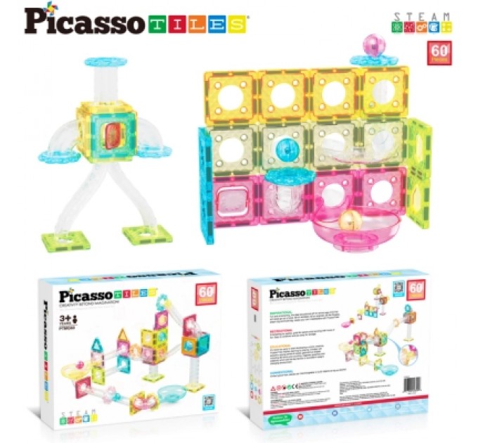 Конструктор Picasso магнітний Tiles Mini Diamond Marble Run Track Set 60 деталей (817338028299)
