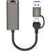 XO Адаптер USB-C + USB A to RJ45 Ethernet XO (HUB018.black)