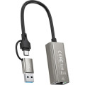 XO Адаптер USB-C + USB A to RJ45 Ethernet XO (HUB018.black)