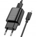 Зарядний пристрій HOCO C134A Solid USB + cable USB to Lightning Black (6942007621311)