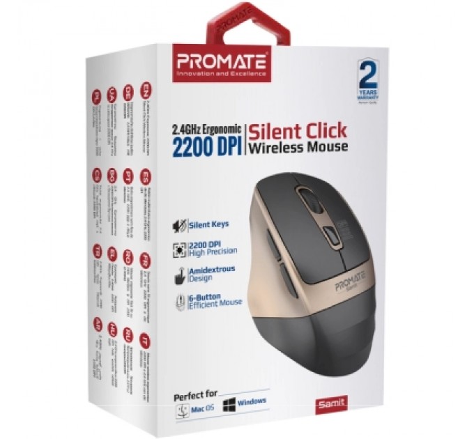 Мишка Promate Samit Wireless Gold (samit.gold)