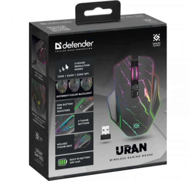 Defender Мишка Defender Uran GM503 Wireless Black (52503)