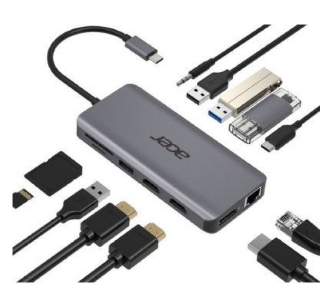 Порт-реплікатор Acer 12in1 Type C dongle USB3.2, USB2.0, SD/TF, HDMI, PD, DP ... (HP.DSCAB.009)