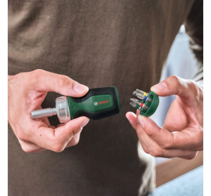 Набір викруток Bosch з тріскачкою, 6 насадок, руків''я TPR , 111мм, сталь CrV (1.600.A03.2UY)