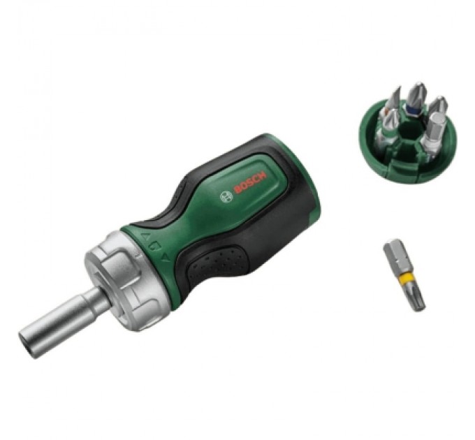 Набір викруток Bosch з тріскачкою, 6 насадок, руків''я TPR , 111мм, сталь CrV (1.600.A03.2UY)