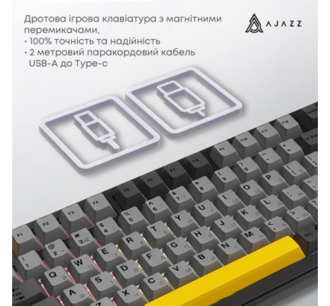 Клавіатура Ajazz AK820 MAX Magnetic Switch RGB USB Black (AK820MAX-WM-BGY)