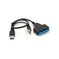 Перехідник USB 3.0 AM + USB 2.0 AM to SATA 0.1m for HDD/SSD black Voltronic (YT-C3.0+2.0-SATA/0.1)