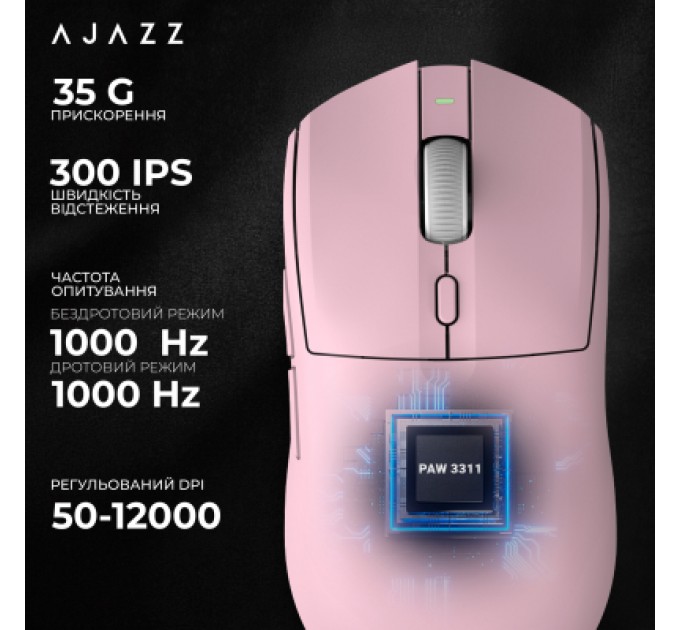 Мишка Ajazz AJ139 V2 MC Wireless/Bluetooth/USB Pink (AJ139-V2-MC-Pink)