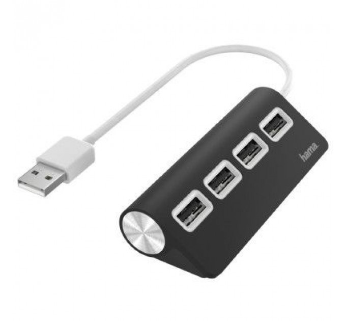 Концентратор Hama 4 Ports USB 2.0 Black/White (00200119)