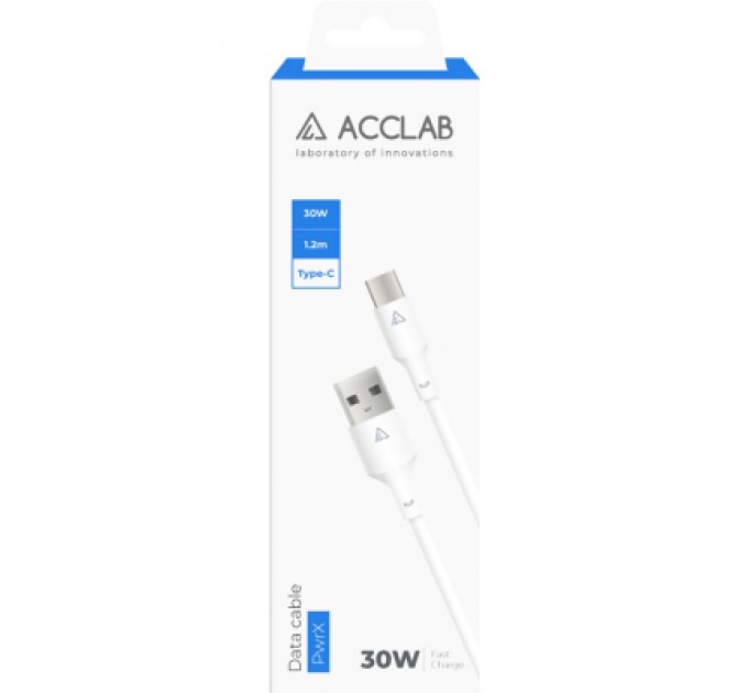 Дата кабель USB 2.0 AM to Type-C 1.2m PwrX 30W ACCLAB (1283126559532)