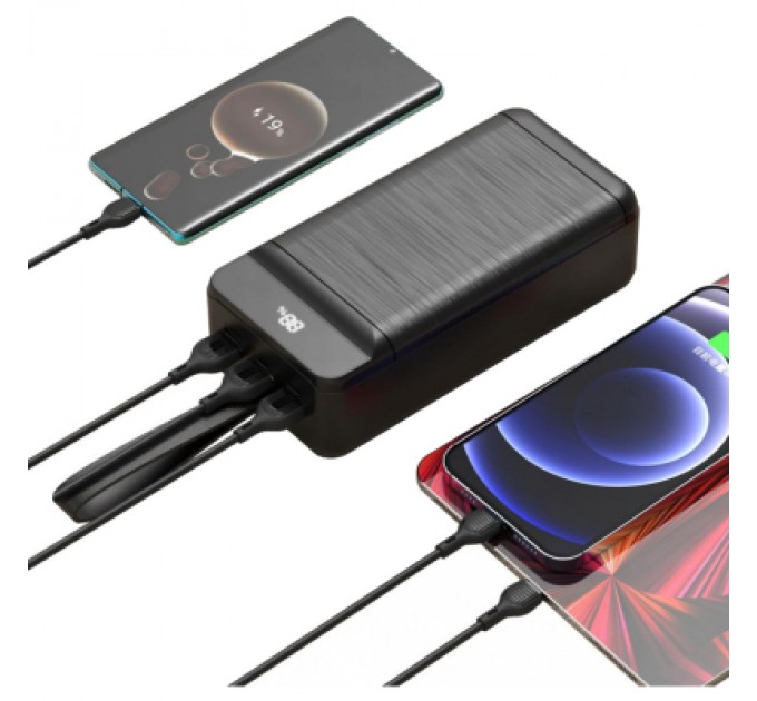 Батарея універсальна XO 60000mAh, PD/18W, QC3.0/22.5W, flashlight, Input(Micro,Type-C,Lightning), Output(3*USB,Type-C) (XO-PR159 / 29210)