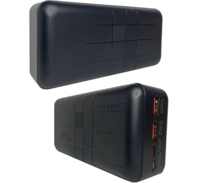 Батарея універсальна XO 30000mAh, PD/20W, QC3.0/22.5W, Input(Type-C,MicroUSB), Output(2*USB,Type-C), Black (XO-PR189B / 29189)